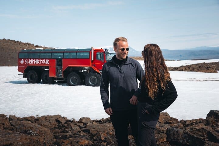 Camión Monstruo Glaciar Rojo en Glaciar Langjokull desde Gulfoss