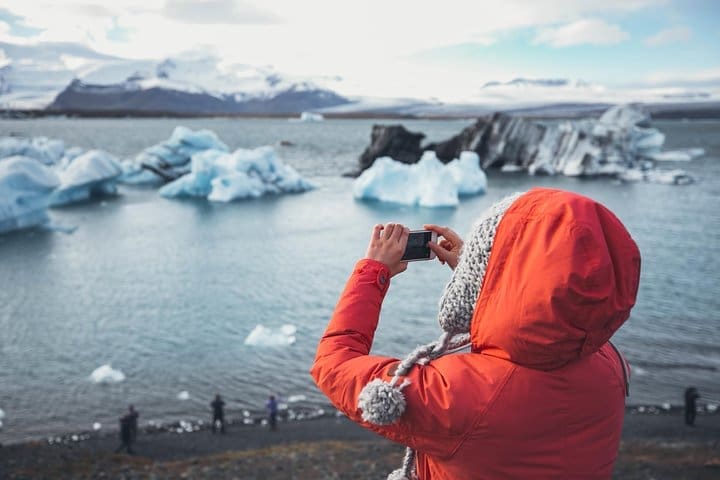 Tour de un día por la costa sur, la playa de diamantes y la laguna glaciar